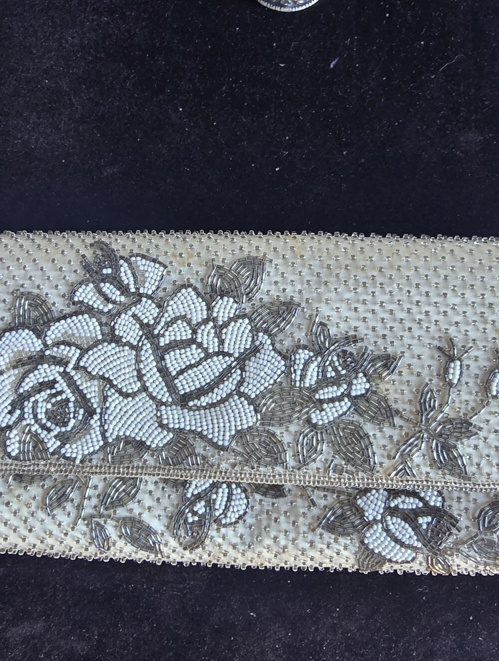 Embellished Ivory Beaded Floral Clutch